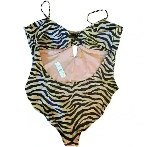J.Crew Womens Plus Size 24 Nwts Zebra Print Open Back Swimsuit. - Picture 5 of 6